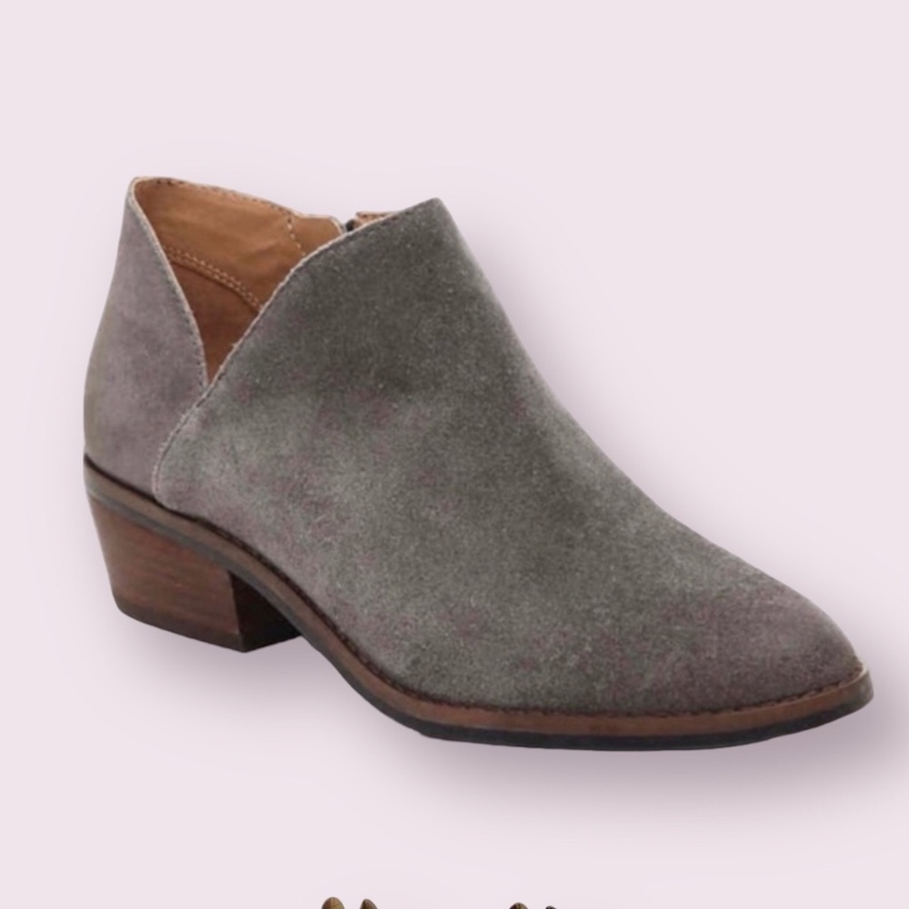 Lucky Brand Womens Suede Leather Upper Almond Toe Frankela Bootie Size 6.5